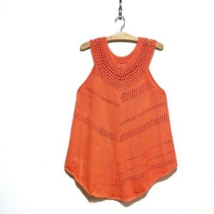 NWOT Neon Buddha Pure Handknit Orange Crochet Women’s Sleeveless Small Medium